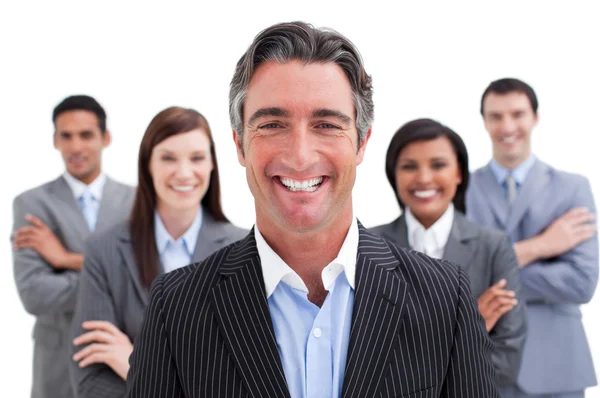 Smiling business team showing the diversity — Stock Photo, Image