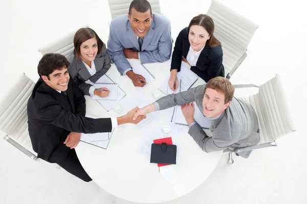 Multi-ethnic business greeting each other — Stock Photo, Image