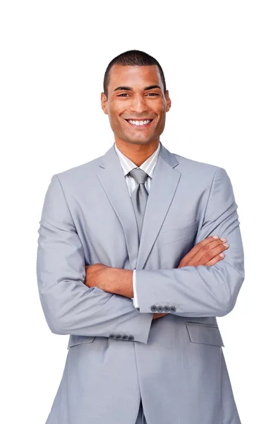 Attractive Afro-american businessman with folded arms — Stock Photo, Image