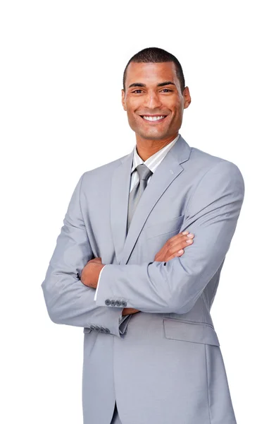 Attractive afro-american businessman with folded arms — Stock Photo, Image