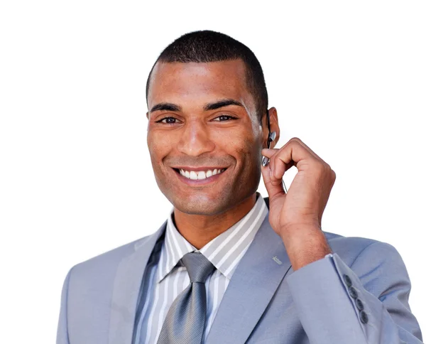 Attractive businessman smiling at the camera — Stock Photo, Image