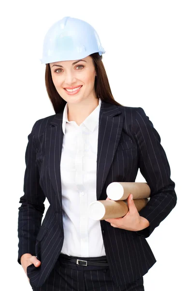 Portrait of an attractive female architect — Stock Photo, Image