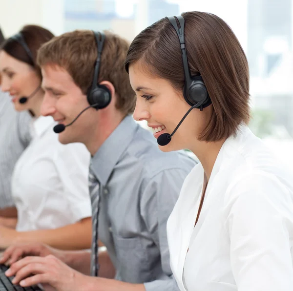 International business team with headset on — Stock Photo, Image