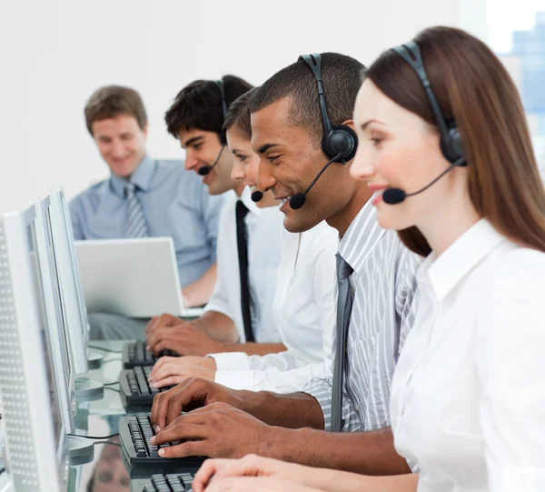 A diverse business group with headset on — Stock Photo, Image
