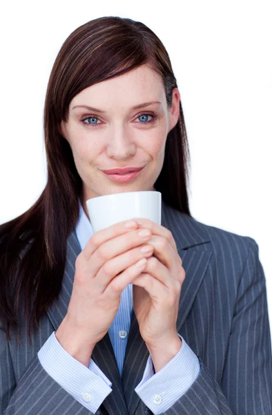 Portrait of an attractive businesswoman drinking a coffee — Stock Photo, Image
