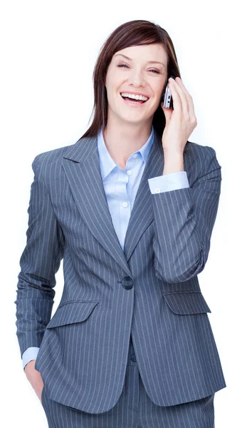 Mujer de negocios riendo en el teléfono —  Fotos de Stock