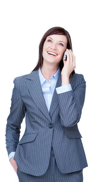 Retrato de uma mulher de negócios atraente no telefone — Fotografia de Stock