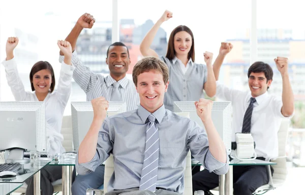 Ambitious business team celebrating success — Stock Photo, Image