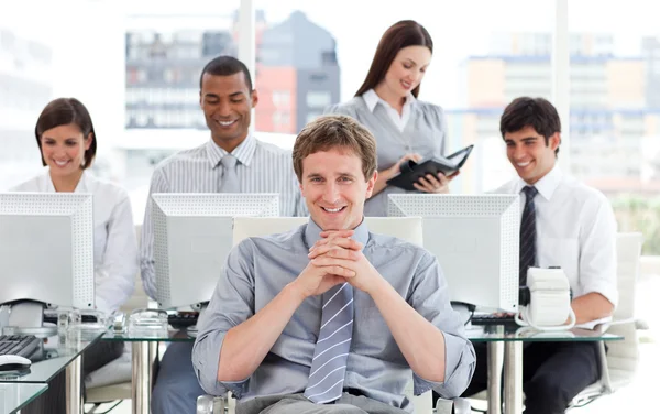 Presentation of ambitious business team at work — Stock Photo, Image