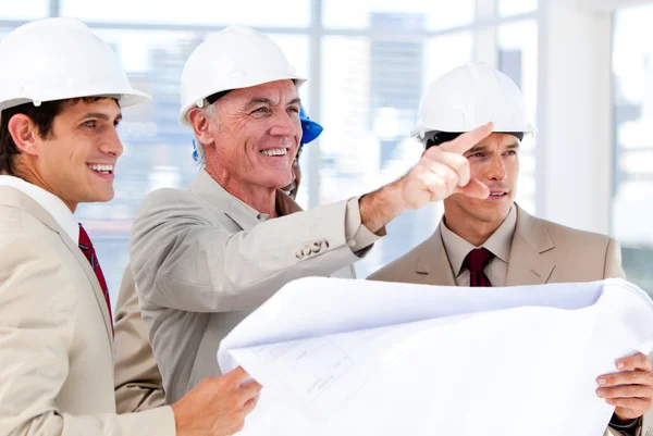 Architect explaining the project to the team — Stock Photo, Image