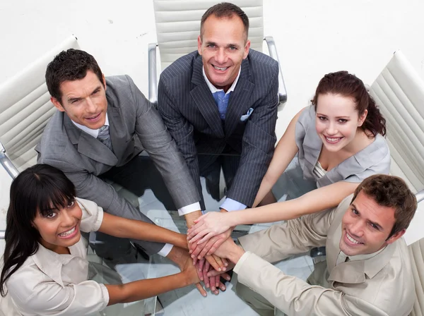 High angle of business team with hands together Stock Picture