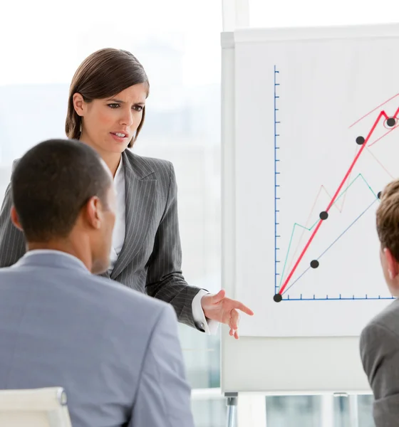 Young female executive presenting statistics — Stock Photo, Image