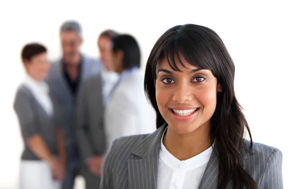 Focus on a smiling manager — Stock Photo, Image