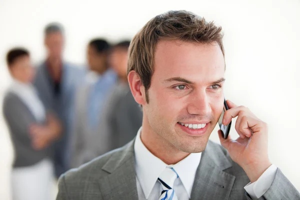 Assertive businessman on phone — Stock Photo, Image