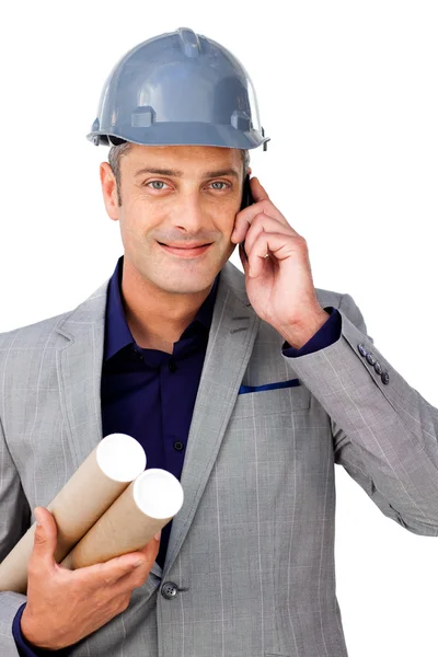 Confident male architect on phone — Stock Photo, Image