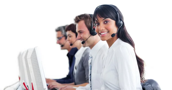 International customer service representatives with headset on — Stock Photo, Image