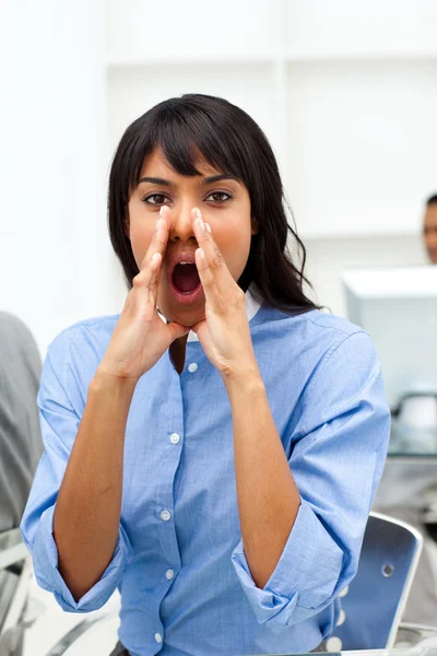 Anger businesswoman yelling — Stock Photo, Image