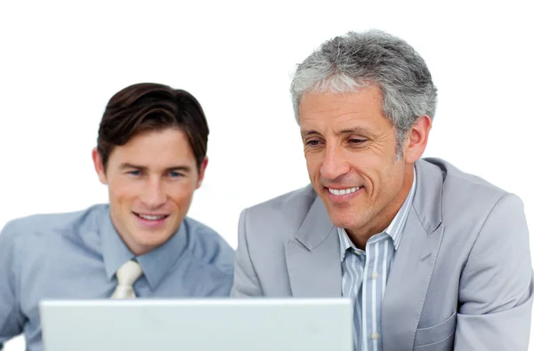 Concentrated businessmen working at a computer — Stock Photo, Image