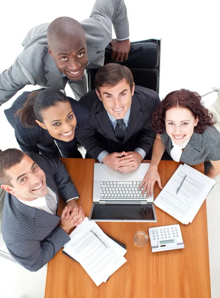 Business working together with a laptop — Stock Photo, Image