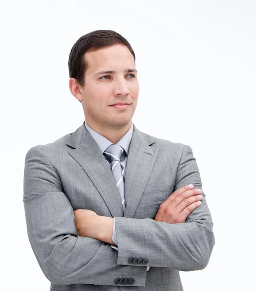 Portrait of a fortunate businessman with crossed arms — Stock Photo, Image