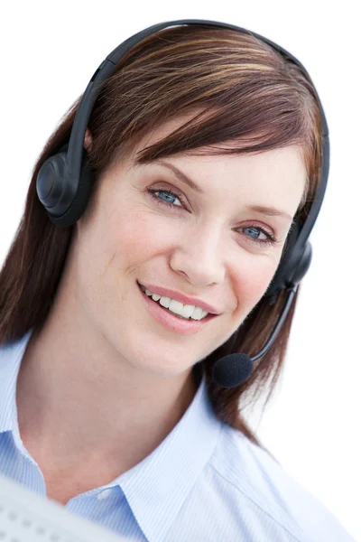 Portrait of a positive customer agent at work — Stock Photo, Image