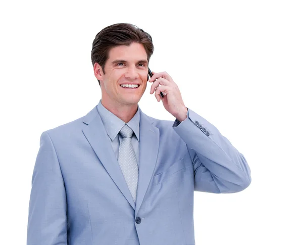 Portrait d'un jeune homme d'affaires au téléphone — Photo