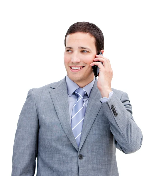 Portrait of a charismatic businessman on phone — Stock Photo, Image