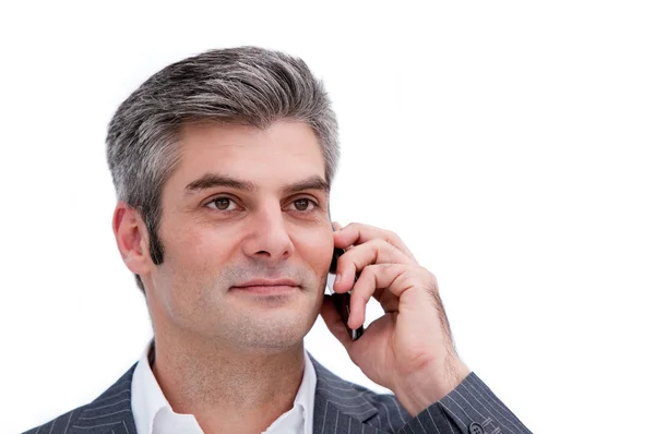 Portret van een volwassen zakenman op telefoon — Stockfoto