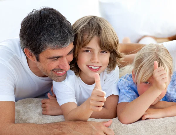 Affectionate father with his children having fun — Stock Photo, Image