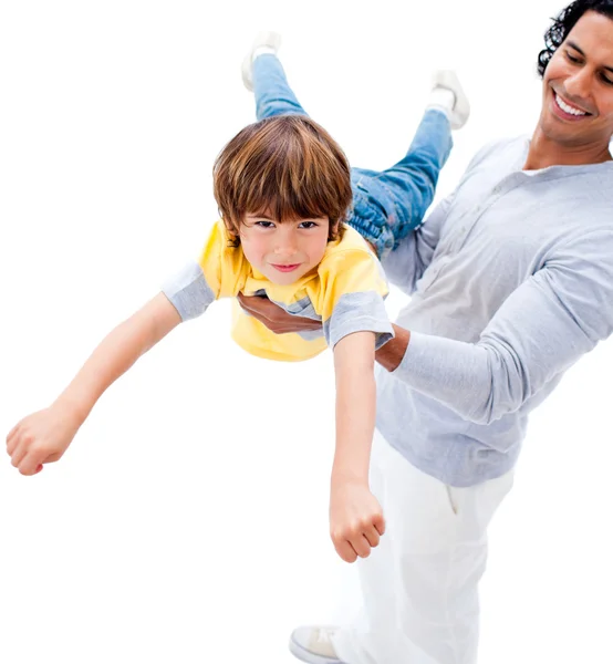 Cheerful father and his boy playing together — Stock Photo, Image
