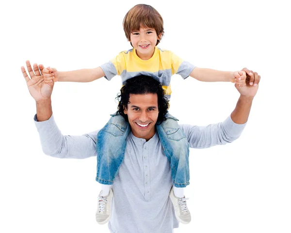 Adorable little boy having fun with his father — Stock Photo, Image
