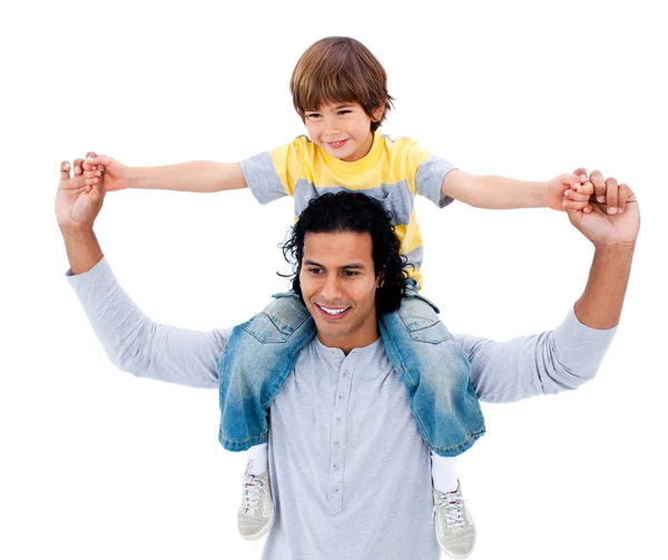 Šťastný otec, baví se svým synem — Stock fotografie