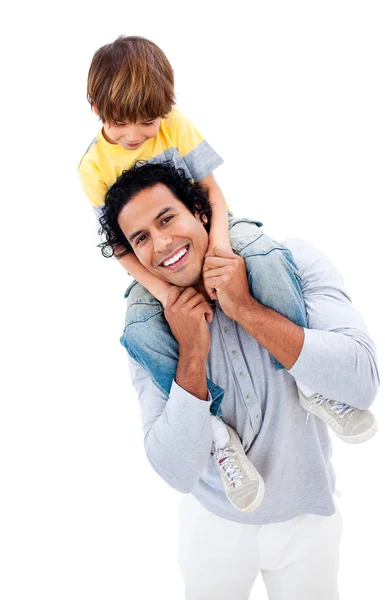 Cheerful little boy having fun with his father — Stock Photo, Image