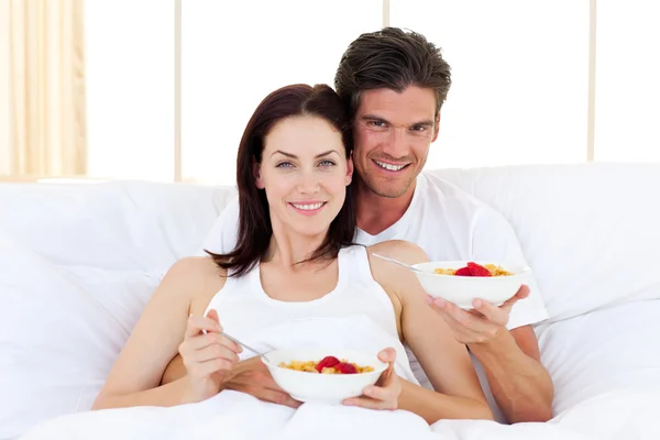 Enamoured couple having breakfast — Stock Photo, Image