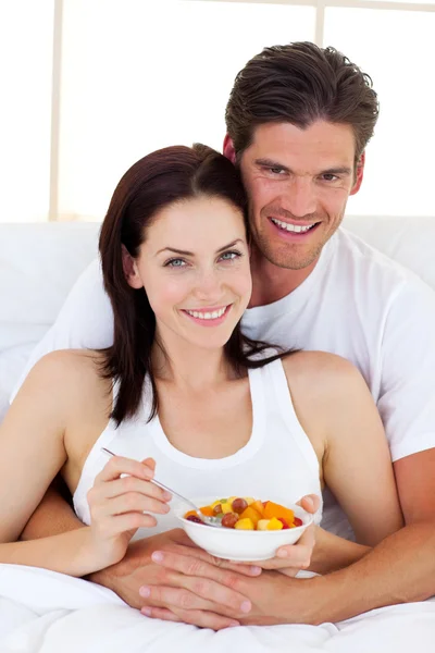 Loving couple having breakfast — Stock Photo, Image