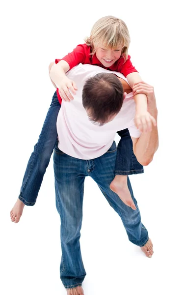 Father giving his son piggyback ride — Stock Photo, Image