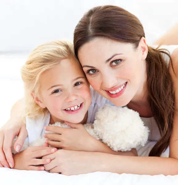 Portrait of a joyful mother and her daughter — Stock Photo, Image