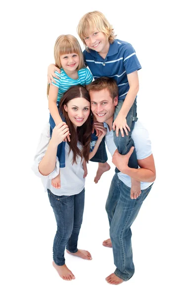 Close-up of family enjoying piggyback ride — Stock Photo, Image