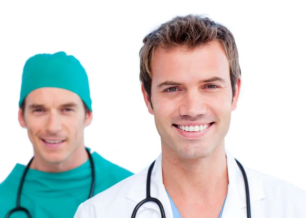 Porträt zweier hübscher Ärzte — Stockfoto