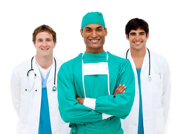 Medical team smiling at the camera — Stock Photo, Image