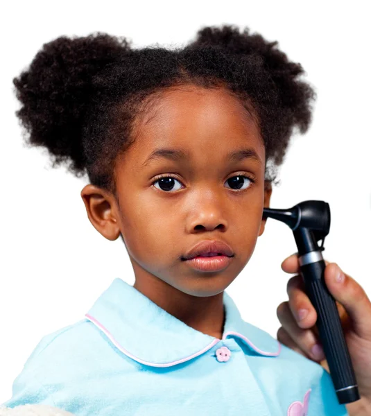 Afro-american little girl attending medical check-up — Stock Photo, Image