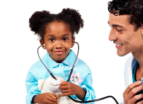 Attentive doctor playing with his patient — Stock Photo, Image