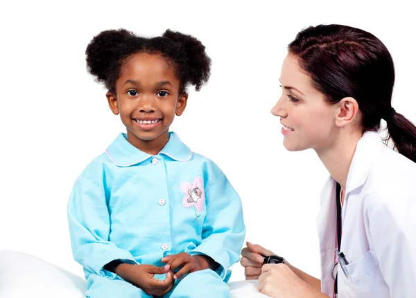 Cute little girl attending medical check-up — Stock Photo, Image