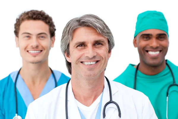 Positive doctors smiling at the camera — Stock Photo, Image