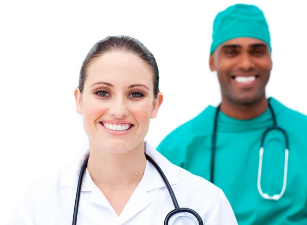 Charismatic doctors standing in a row — Stock Photo, Image