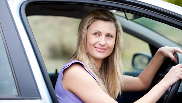 Stock image Chaming female driver at the wheel