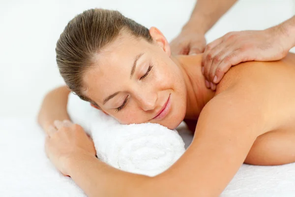 Quiet woman enjoying a massage — Stock Photo, Image