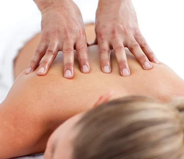 Relaxed woman being massaged — Stock Photo, Image