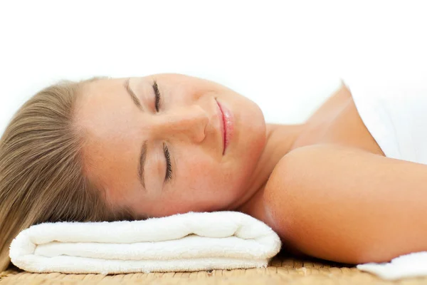 Portrait of woman sleeping after a spa treatment — Stock Photo, Image