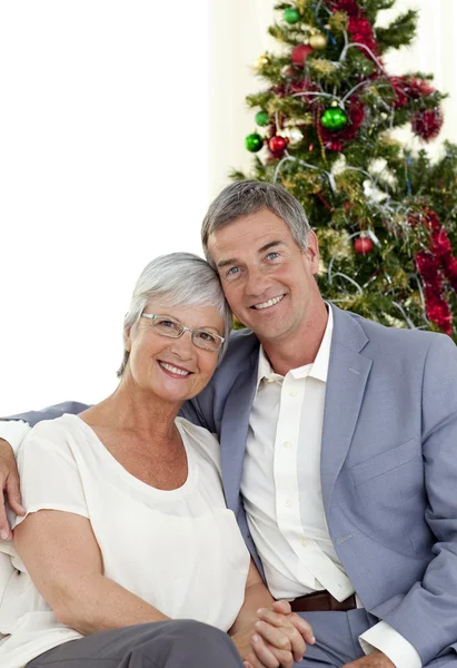 Portrait de couple d'âge mûr célébrant Noël — Photo